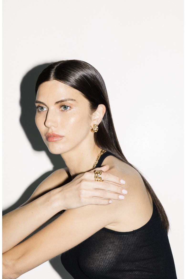 Power Stack Diamond Hoop Earrings, Alternate, color, YELLOW GOLD