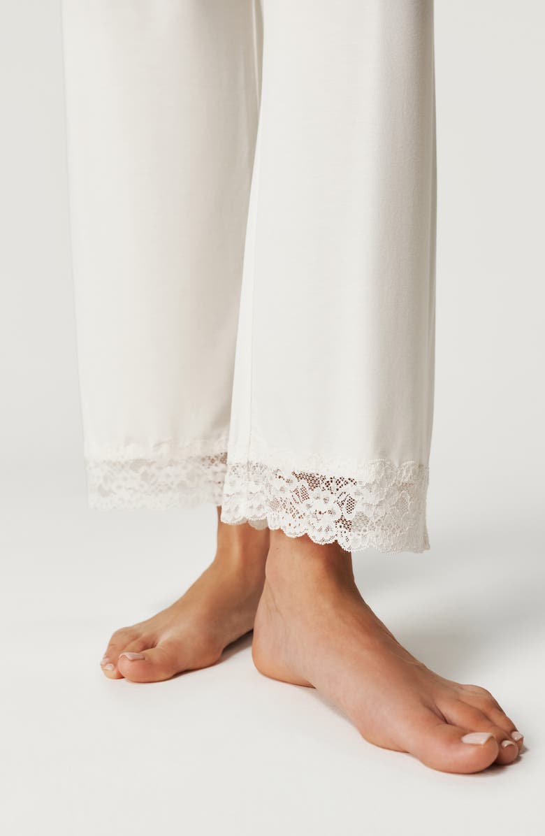 Posh Peanut Lace Trim Pajama Pants, Alternate, color, White