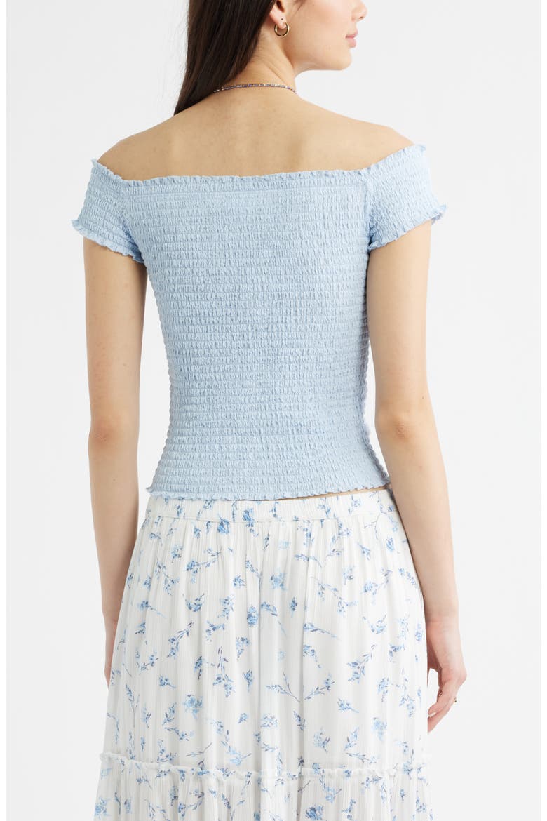Off the Shoulder Smocked Top, Alternate, color, BLUE BIRD