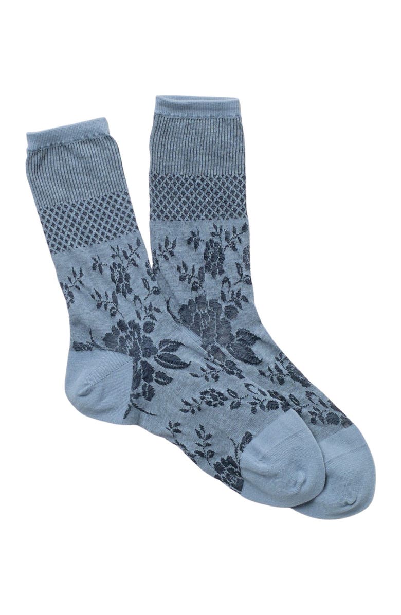 Natori Floral Fields Crew Socks, Main, color, 
