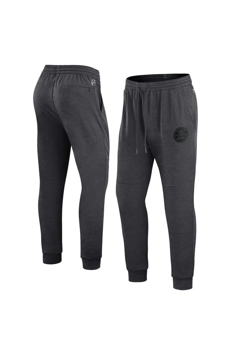 FANATICS Men's Fanatics Branded Heather Charcoal Boston Bruins Authentic Pro Road Jogger Sweatpants, Main, color,