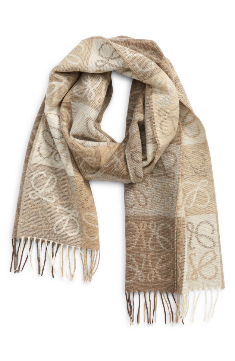 Loewe Anagram Wool & Cashmere Scarf, Main, color, 