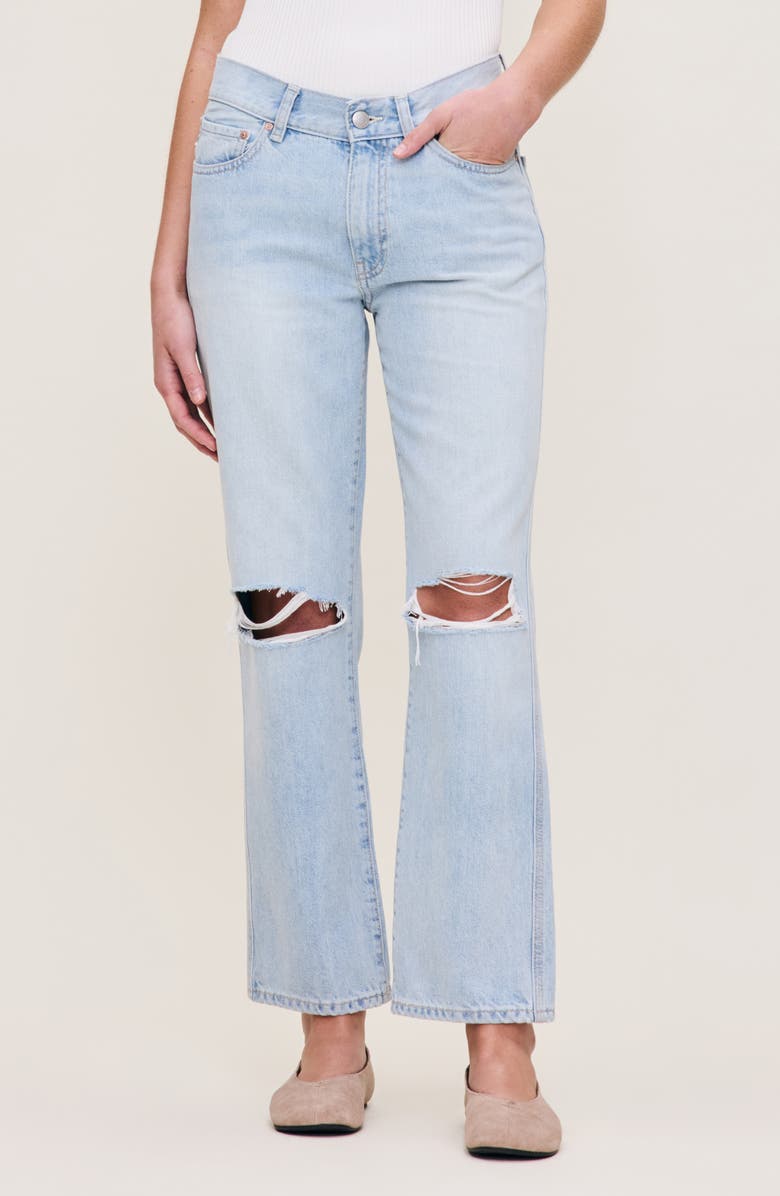 DL1961 Romie Ripped Mid Rise Straight Leg Jeans, Main, color, 