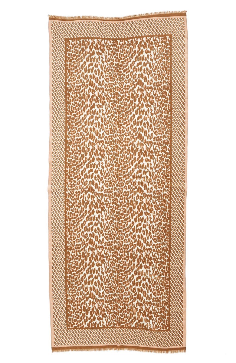 Tory Burch 'Reva - Leopard' Wool Gauze Scarf, Alternate, color,