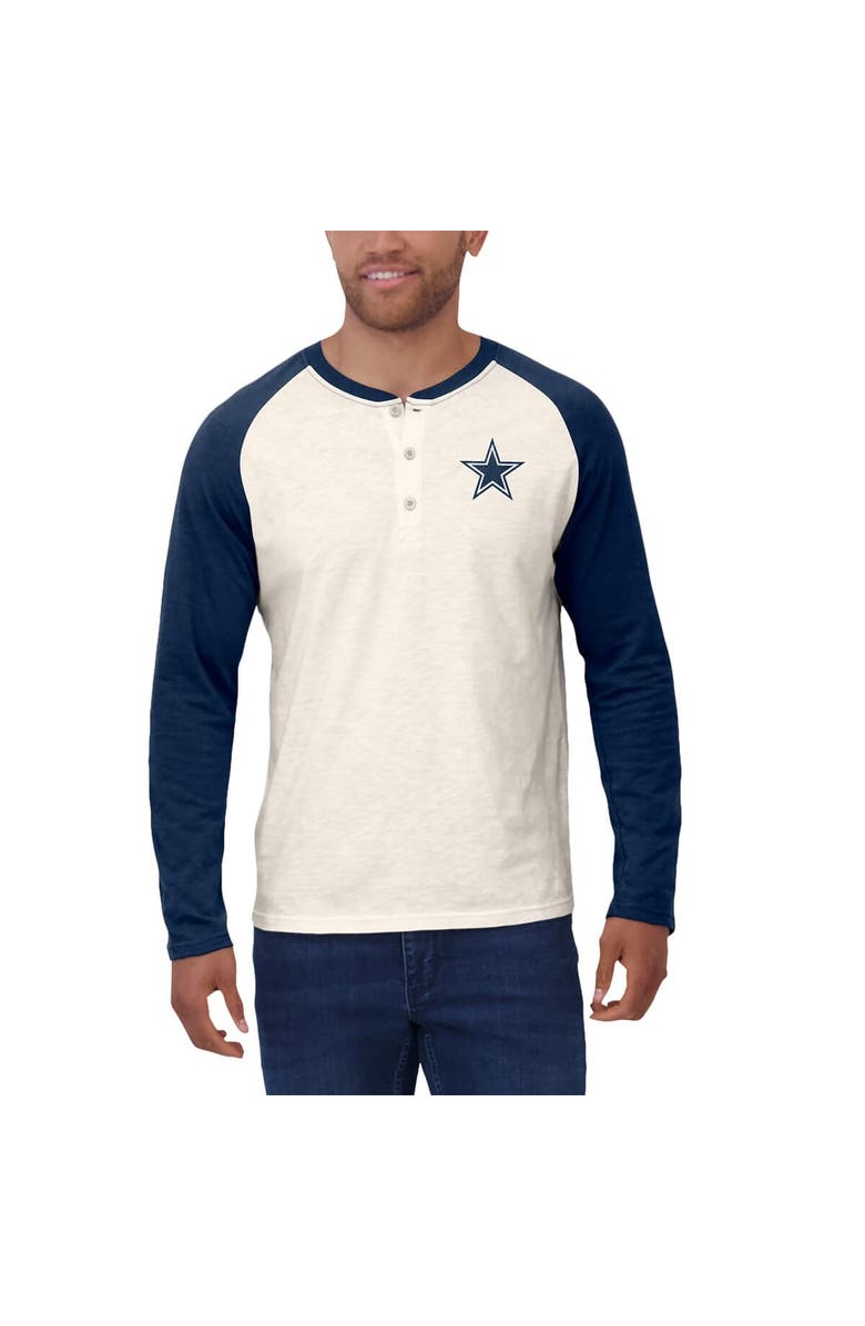 Darius Rucker Collection by Fanatics Men's Darius Rucker Collection by Fanatics White/Navy Dallas Cowboys Raglan Henley Long Sleeve T-Shirt, Alternate, color, White