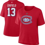 FANATICS Women's Fanatics Cole Caufield Red Montreal Canadiens Authentic Stack Name & Number T-Shirt