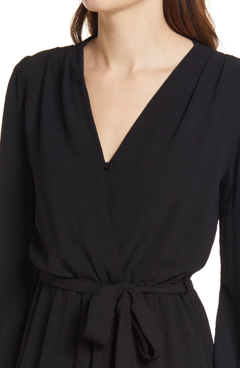 Fraiche by J Wrap Front Long Sleeve Dress, Alternate, color, 