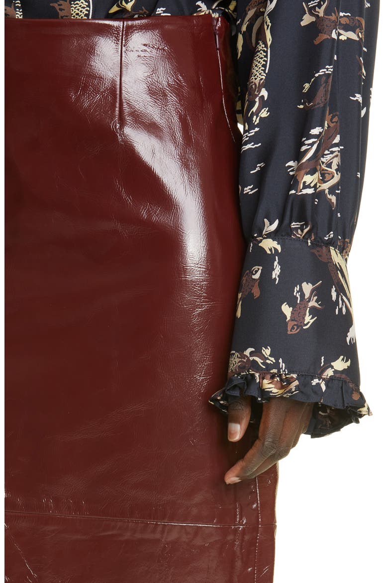 The May Patent Lambskin Leather Pencil Skirt, Alternate, color, BORDEAUX