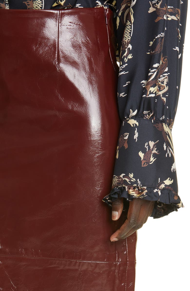 Khaite The May Patent Lambskin Leather Pencil Skirt, Alternate, color,