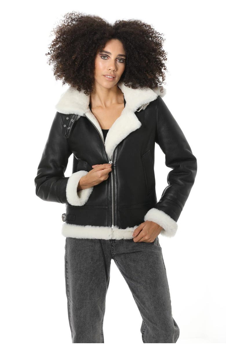 Furniq UK Celeste Sheerling Jacket, Alternate, color, Black