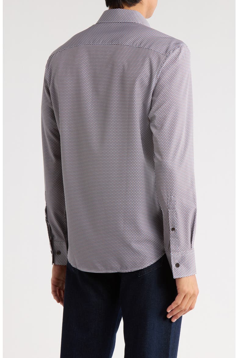 Geometric Slim Fit Stretch Button-Up Shirt, Alternate, color, WHITE/ BLUE