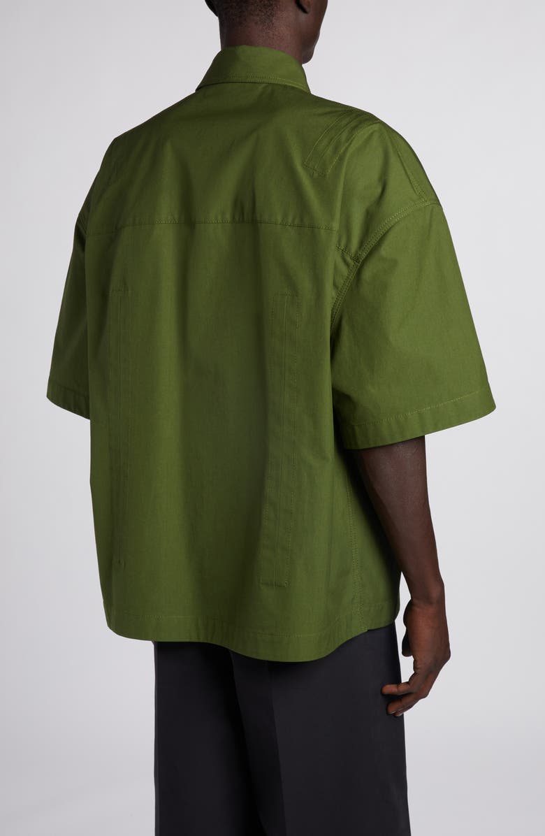 Bottega Veneta Oversize Short Sleeve Button-Up Shirt, Alternate, color, Thyme