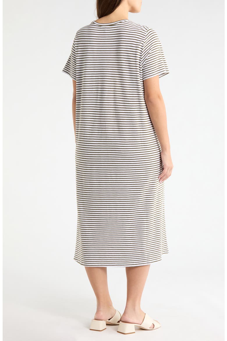Stripe T-Shirt Midi Dress, Alternate, color, OLIVE