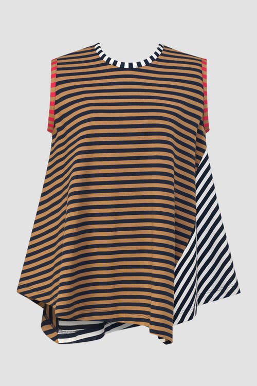 ALEMBIKA ALEMBIKA MIXED STRIPES SLEEVELESS TOP WITH ASYMMETRIC HEM