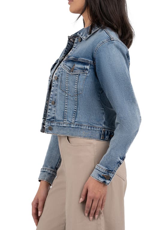 Kut From The Kloth Angela Crop Denim Jacket In Perform Blue