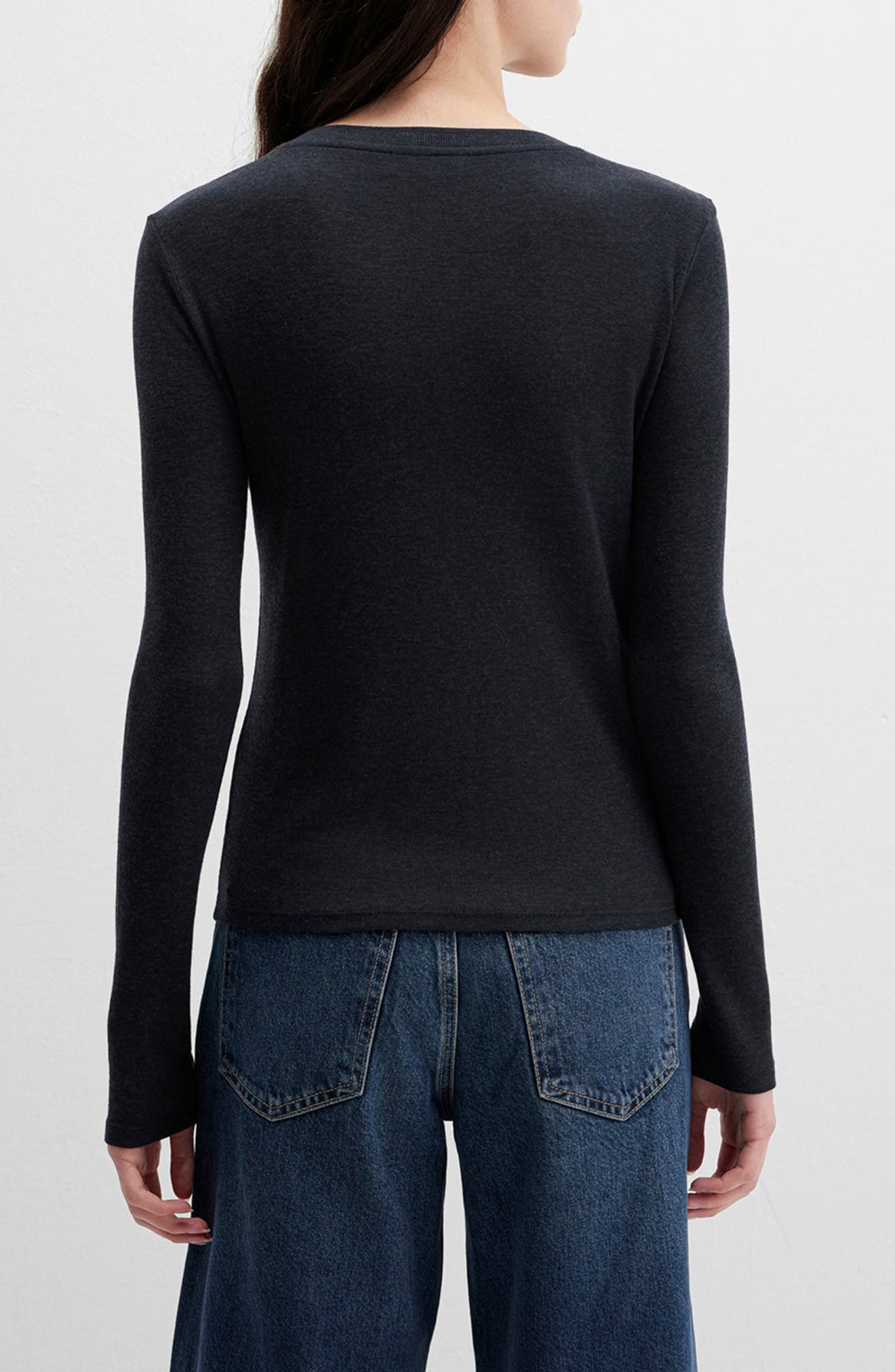 Long Sleeve Jersey Button-Up Top - image 2