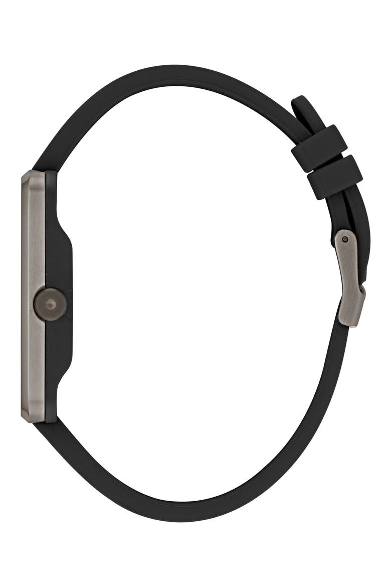 Rectangular Dial Silicone Strap Watch, 31mm, Alternate, color, BLACK