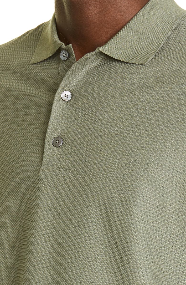ZEGNA Honeycomb Short Sleeve Cotton & Silk Polo, Alternate, color, 