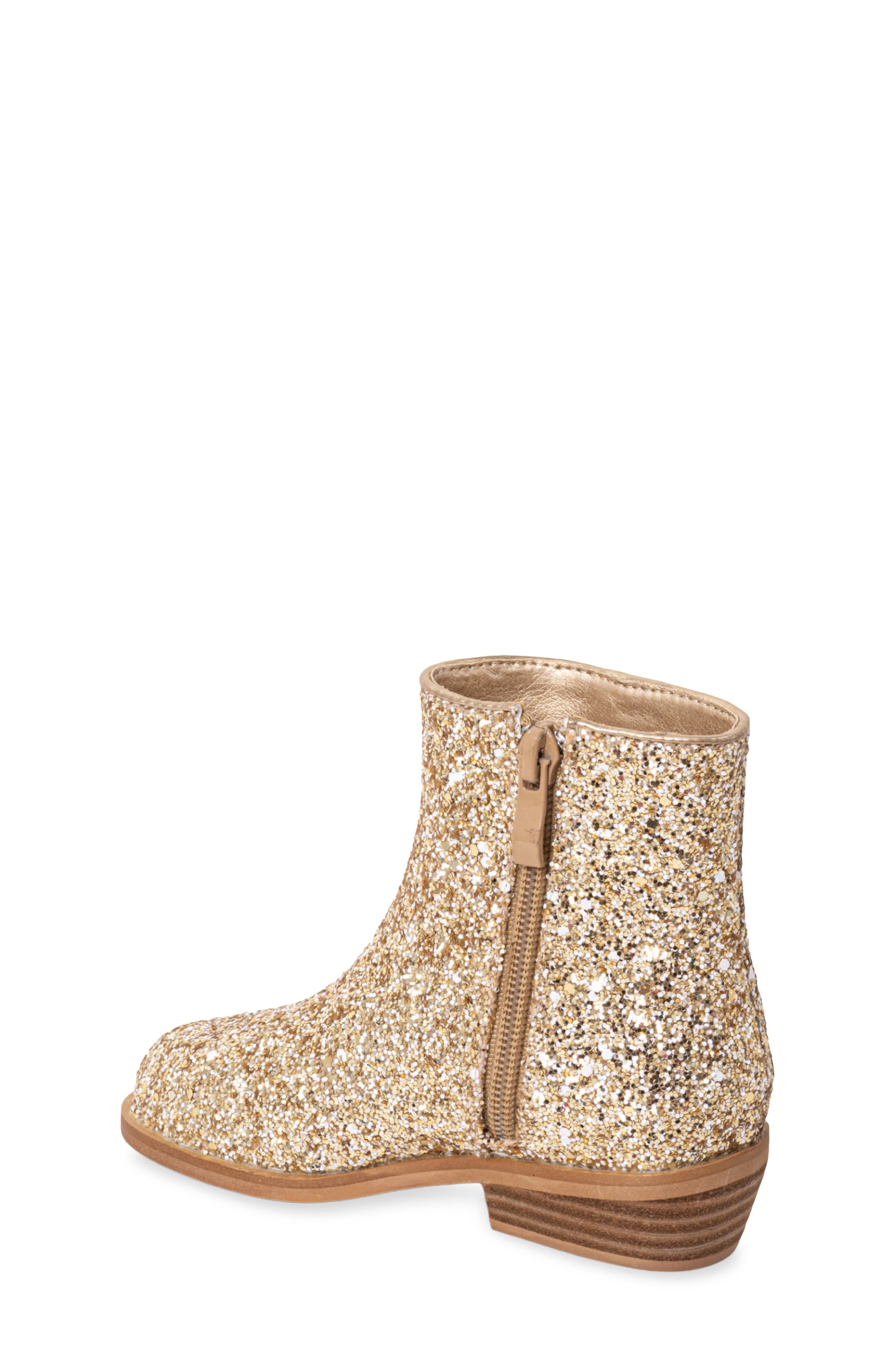 Kids' Glitter Bootie, Alternate, color, GOLD SPARKLE