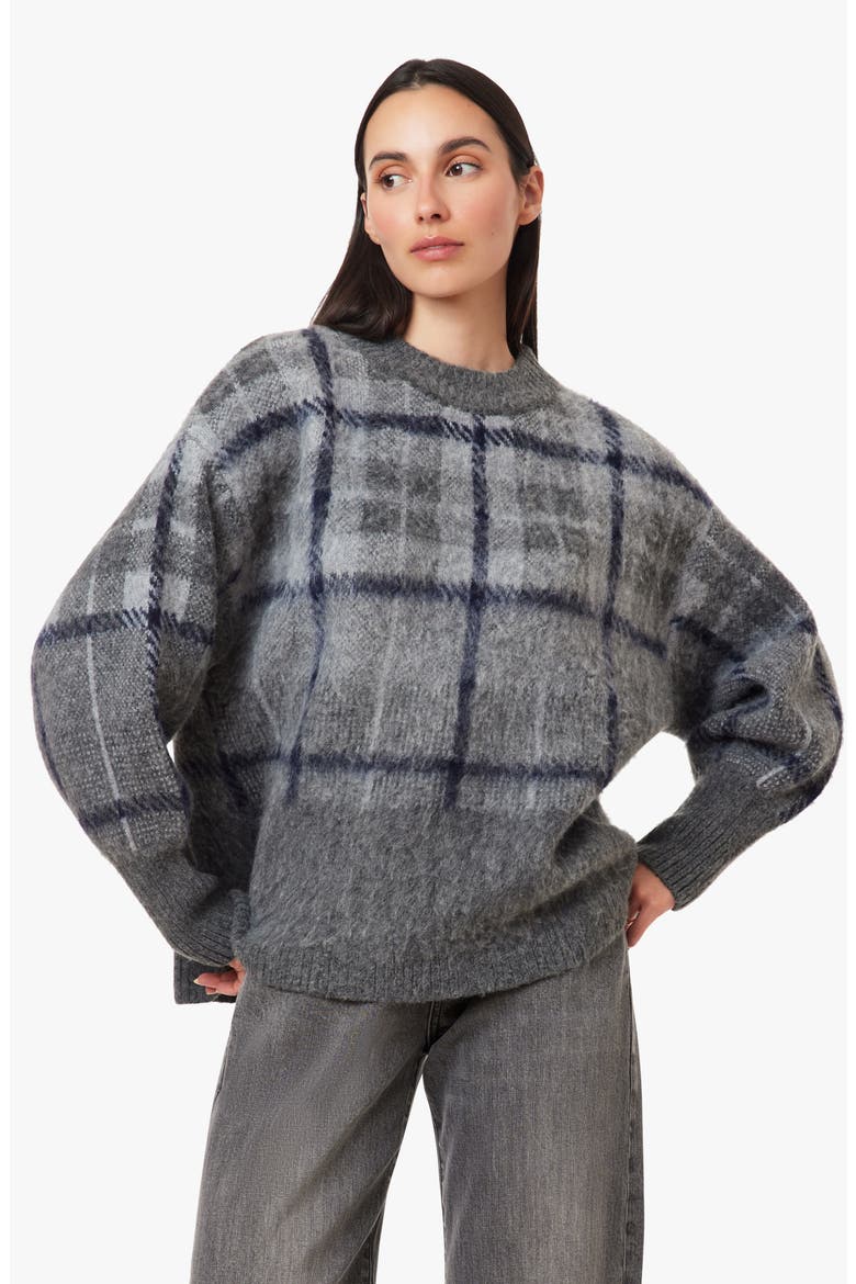 Brushed Plaid Sweater, Alternate, color, GREY