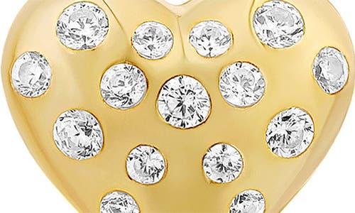 Shymi Scattered Stone Puffy Heart Stud Earrings In Gold