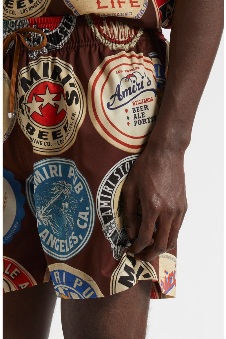 Coasters Print Swim Trunks, Alternate, color, CHOCOLATE