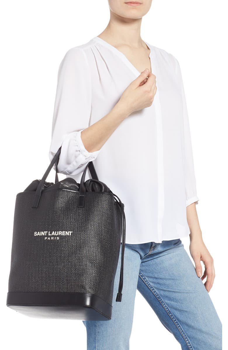 Saint Laurent Teddy Canvas Tote, Alternate, color,