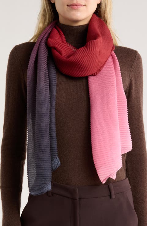 Ombré Pleated Wrap Scarf