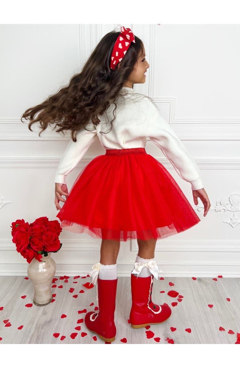 Mia Belle Girls Girls Embroidered Love Sweater and Tutu Skirt Set, Alternate, color, White