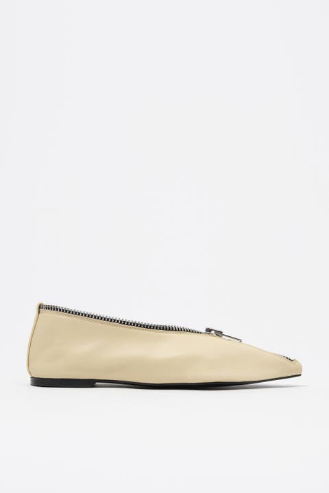 Leather Zip Ballerina