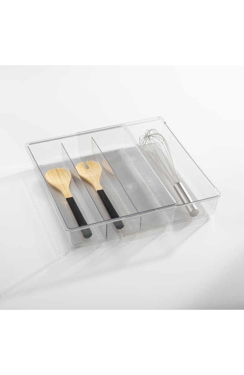 mDesign Plastic Adjustable/Expandable Drawer Storage Organizer, 4 Pack, Clear, Alternate, color,