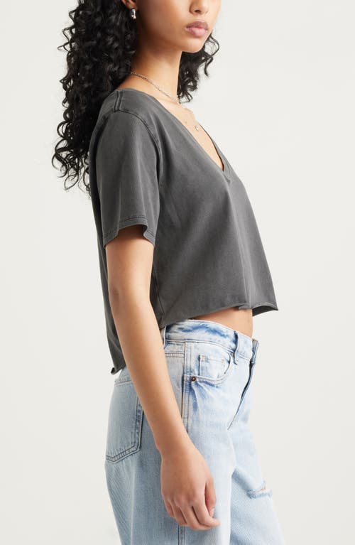Bp. Washed V-neck Crop T-shirt In Gray