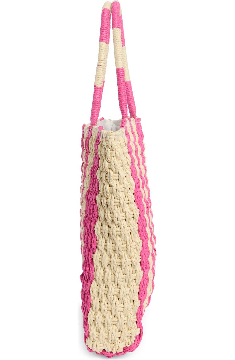 ALESSIA BIANCHI North/South Straw Tote, Alternate, color, Natural/ Pink