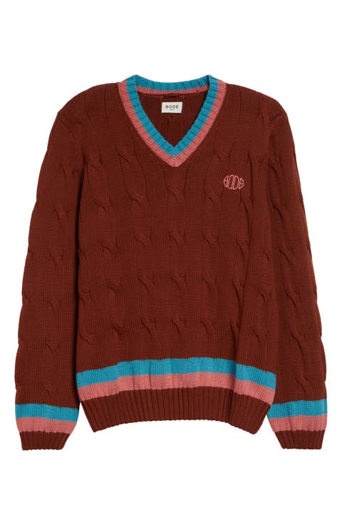Cable Knit Cotton Tennis Sweater