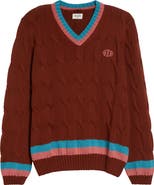 Bode Cable Knit Cotton Tennis Sweater