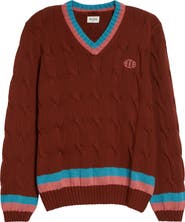 Bode Cable Knit Cotton Tennis Sweater