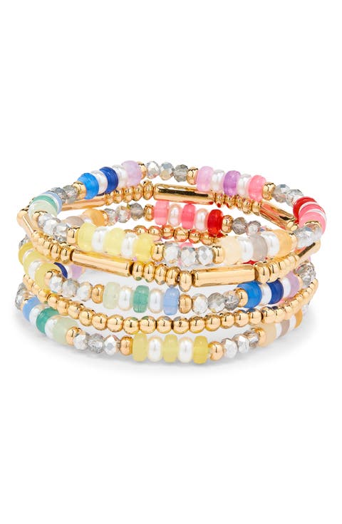 Set of 5 Beaded Stretch Bracelets