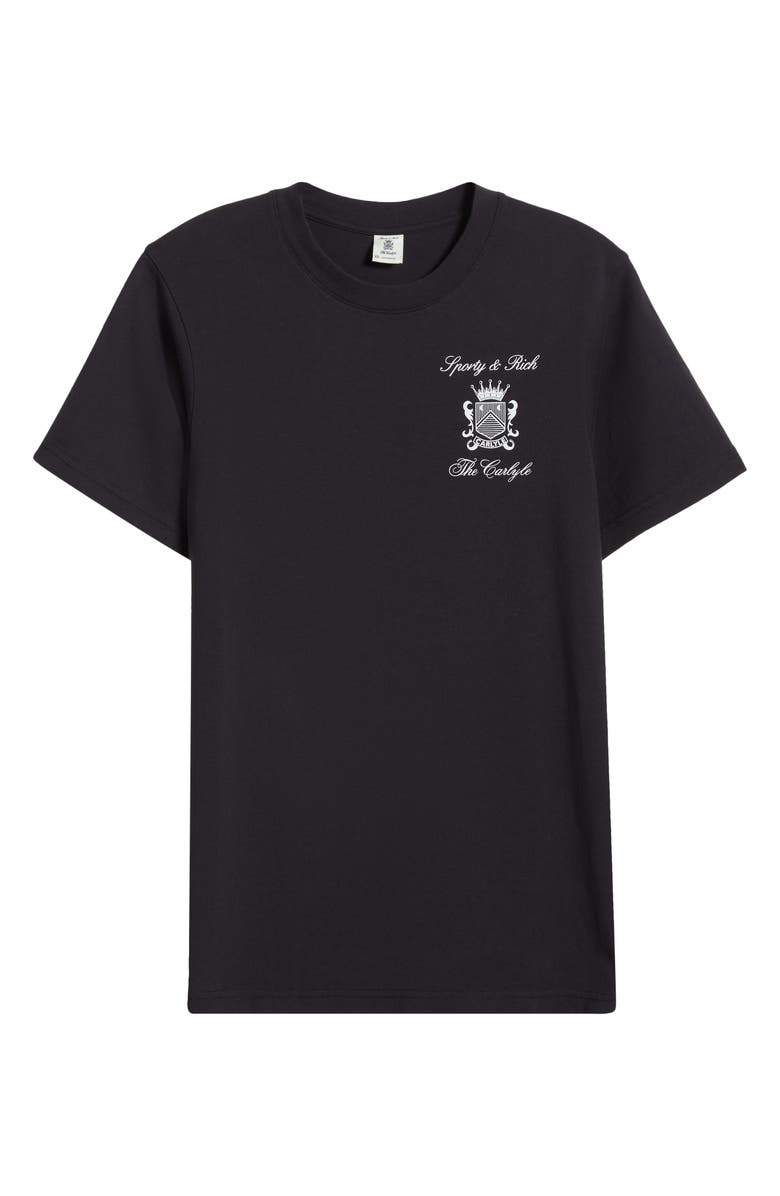 Sporty & Rich x The Carlyle Crest Cotton Graphic T-Shirt, Alternate, color, Black
