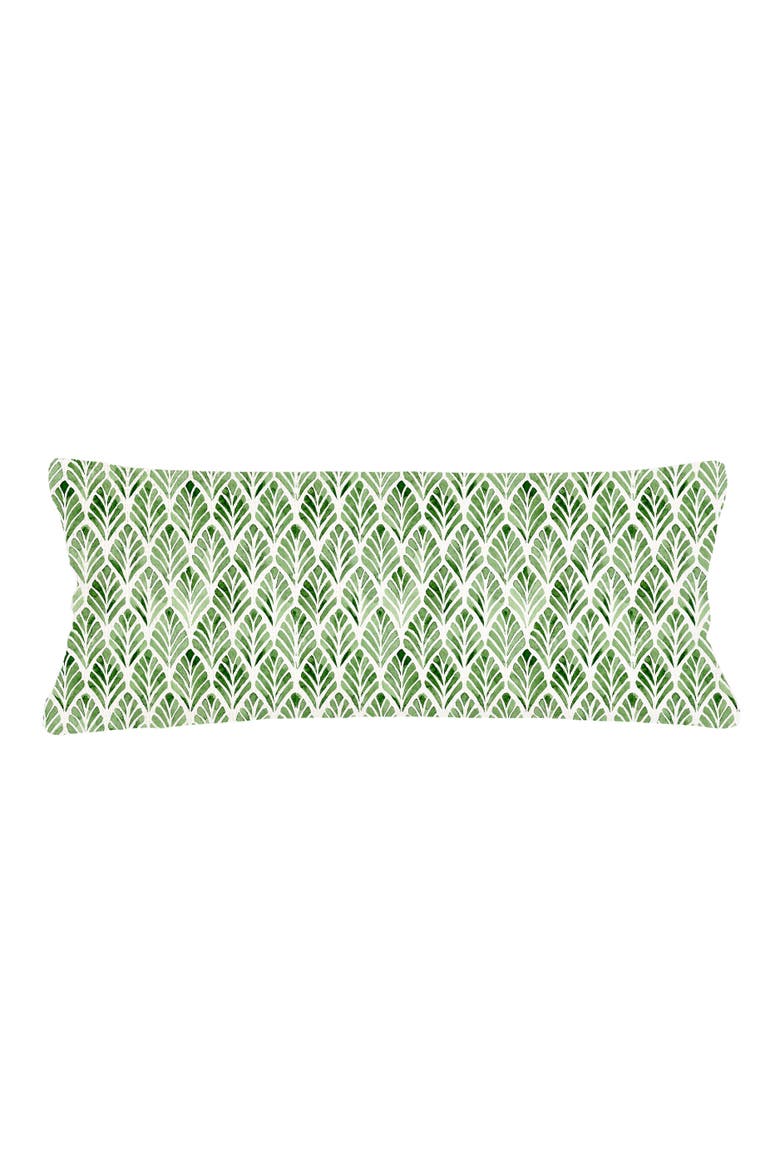Green Geo Palm Velvet Pillow with Down Insert, Alternate, color, Green