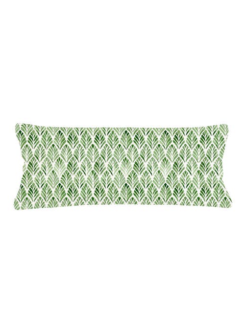 Anaya Green Geo Palm Velvet Pillow With Down Alternative Insert In Green