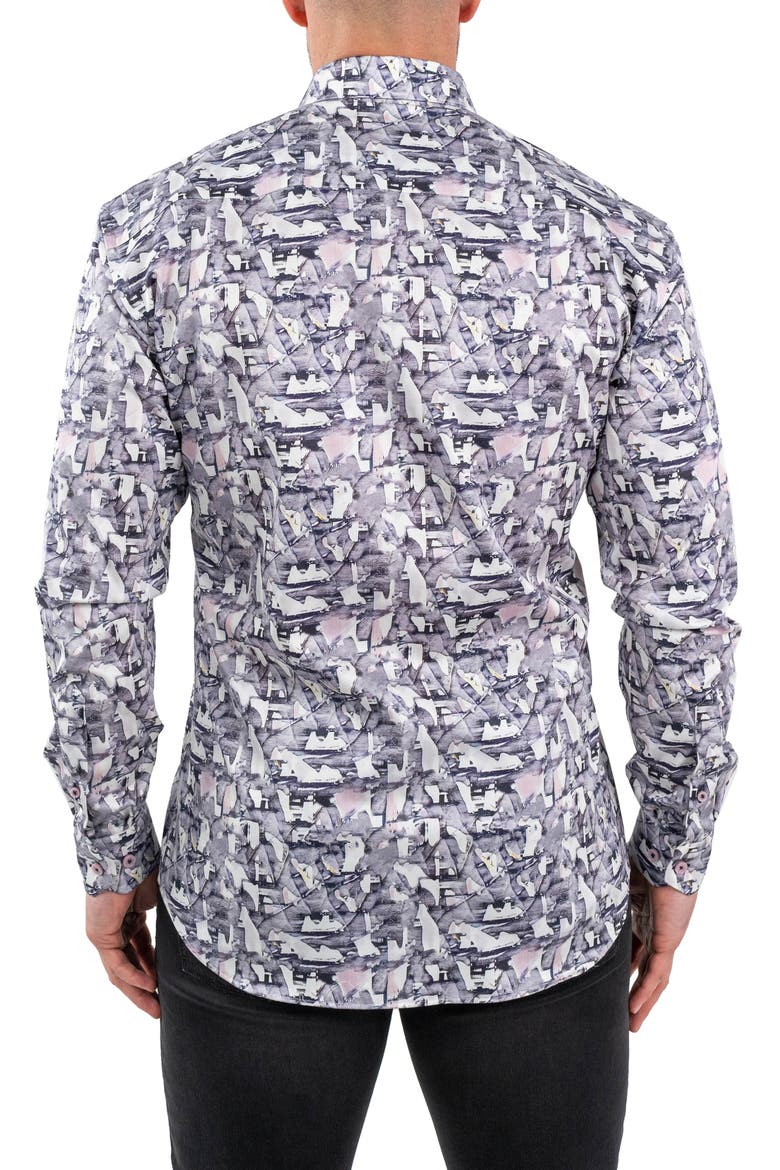 Fibonacci Birch White Contemporary Fit Button-Up Shirt, Alternate, color, WHITE