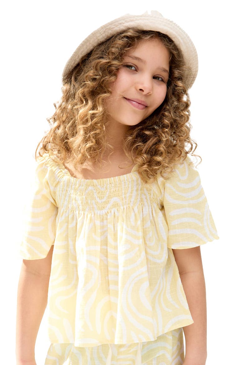 Nia Shirred Neck Zebra Swirl Print Co-Ords Set, Alternate, color, Yellow