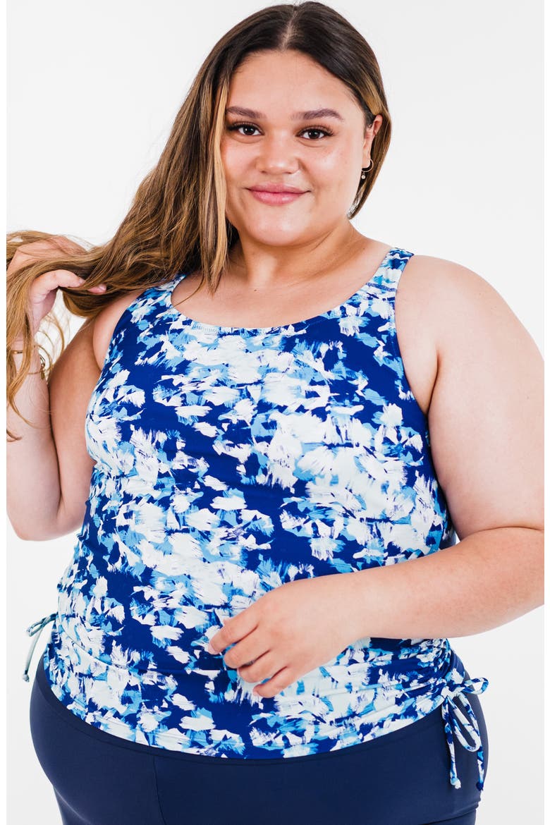 Plus Size Maya Tankini Swim Top With Removable Cups, Main, color, Blue Drift