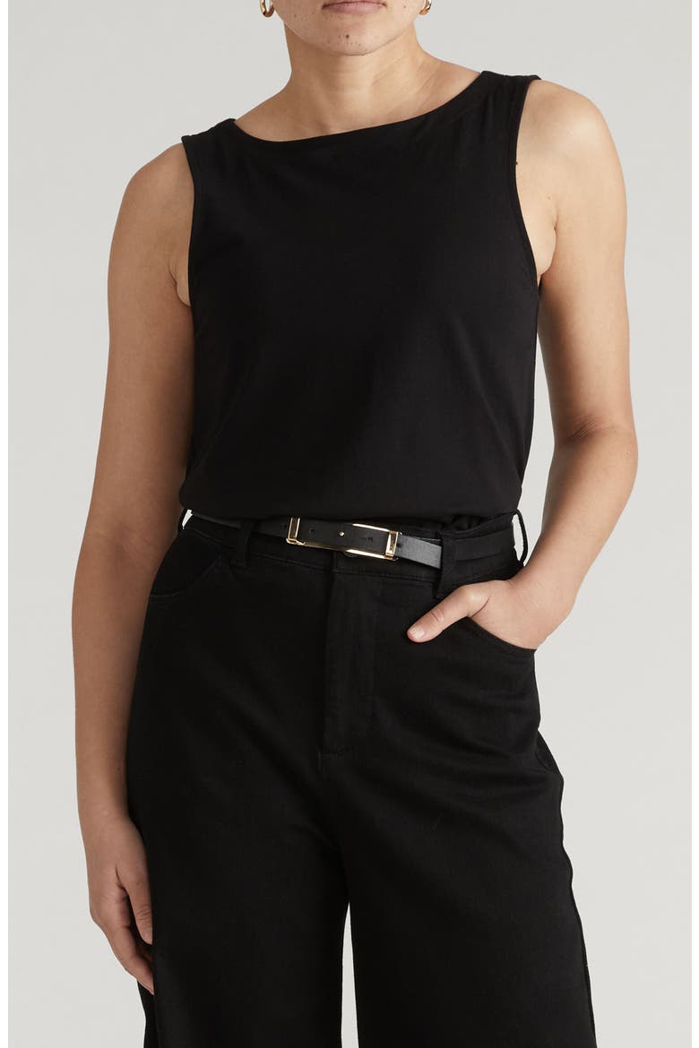 Noyack Breton Stripe Tank, Main, color, SOLID BLACK
