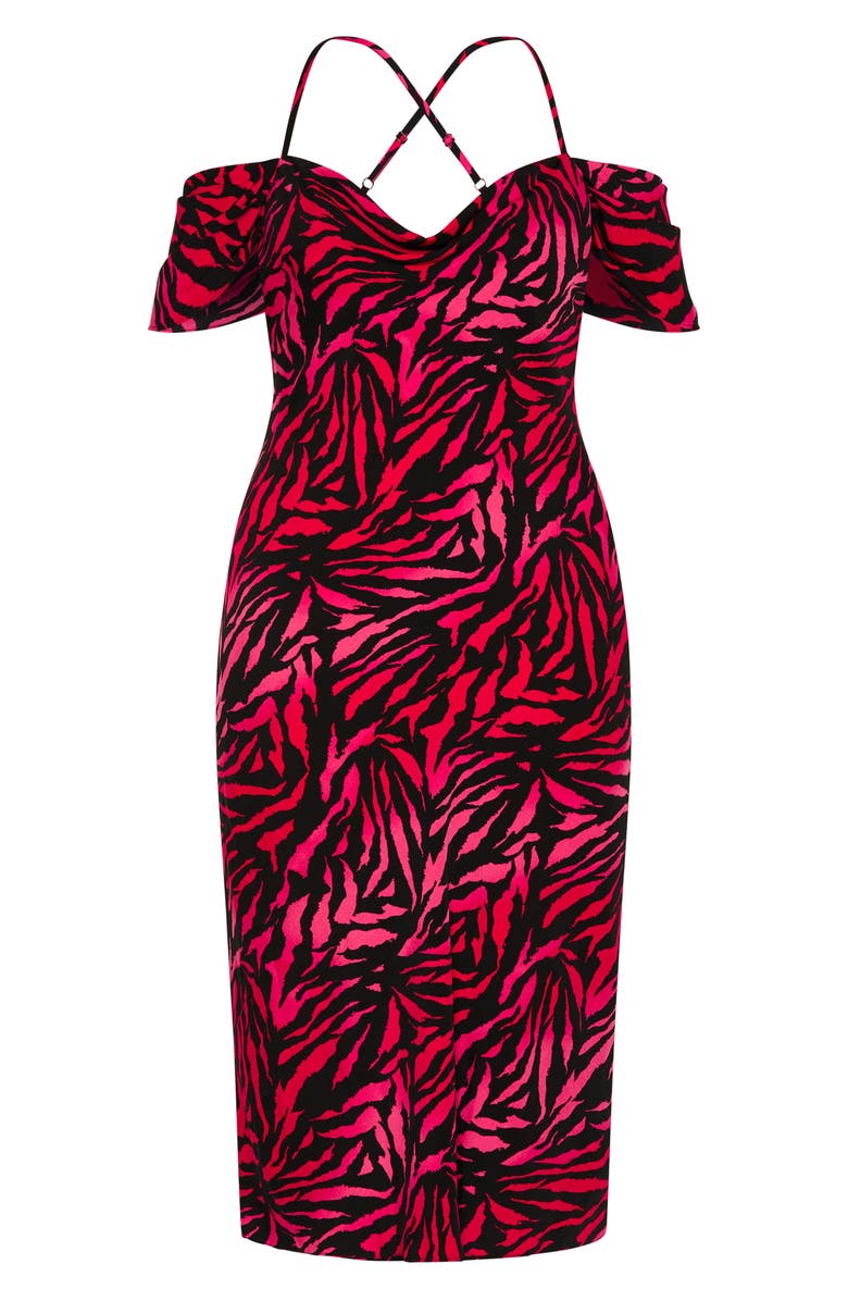 City Chic Mariah Zebra Print Sheath Dress, Alternate, color,