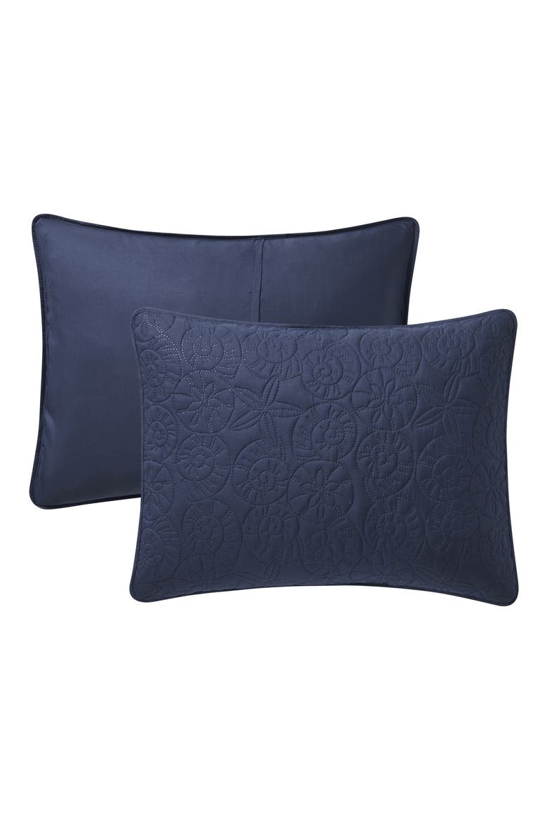 Seashell Solid 3-Piece Quilt Set, Alternate, color, NAVY