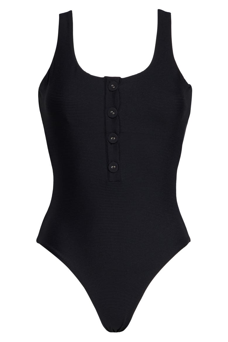 Sandra Ribbed One-Piece Swimsuit, Alternate, color, BLACK