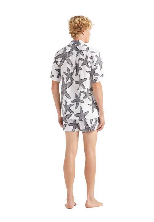 Vilebrequin Starlettes Linen Bowling Shirt In Blanc