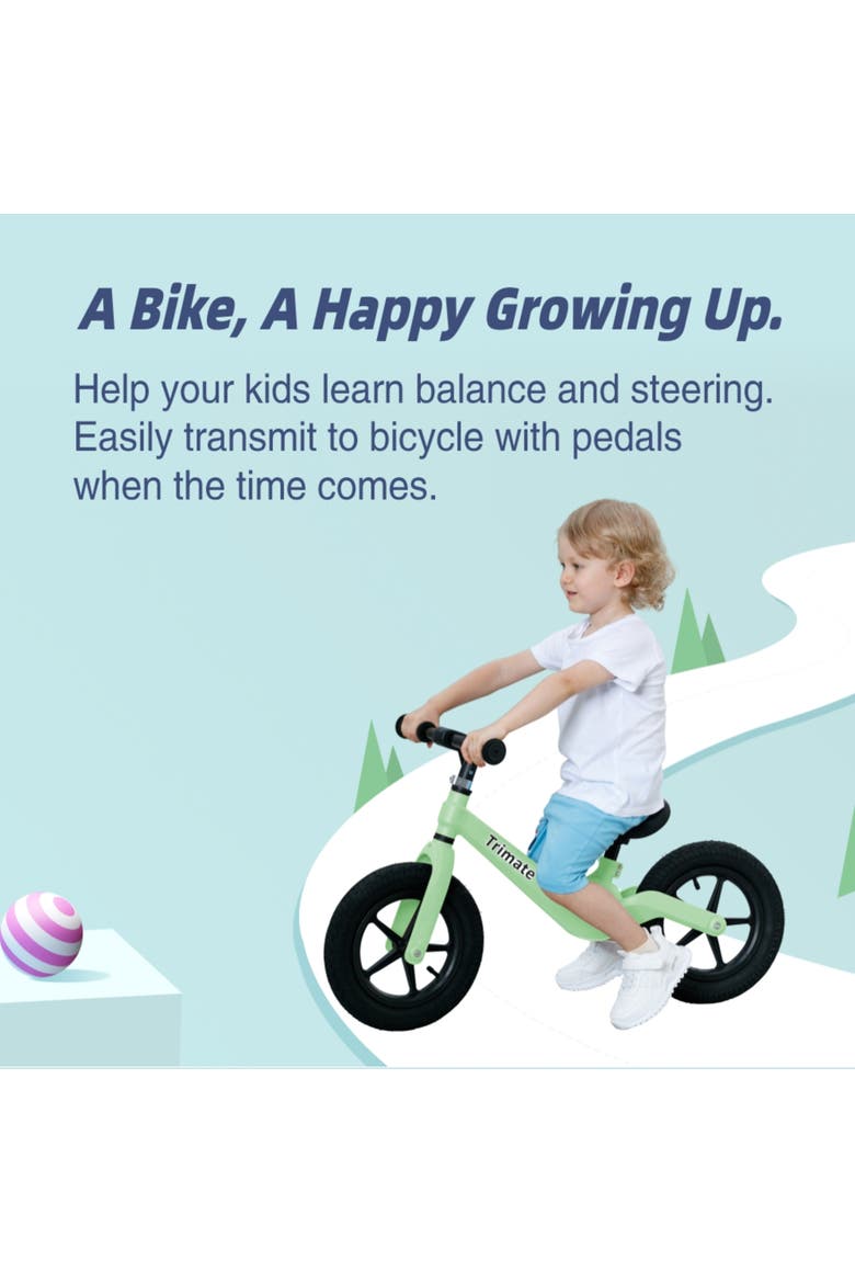 Toddler 12" Green Balance Bike with Inflated Tire, Ages 3-5, Alternate, color, Multicolored