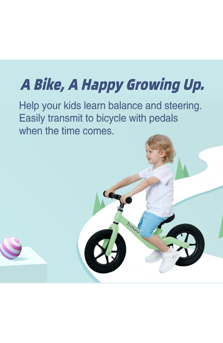 Trimate Toddler 12" Green Balance Bike with Inflated Tire, Ages 3-5, Alternate, color, Multicolored
